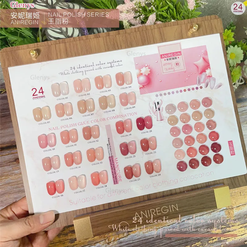 Glenys 24 warna jade kulit cat kuku gel net merah populer baru semi permanen celup gel salon kuku seni pernis set 15ml