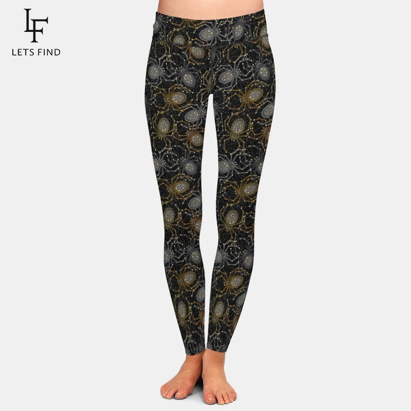 LETSFIND-Pantalon de fitness taille haute pour femme, legging moulant sexy, imprimé araignées métalliques gothiques 3D, haute qualité, mode