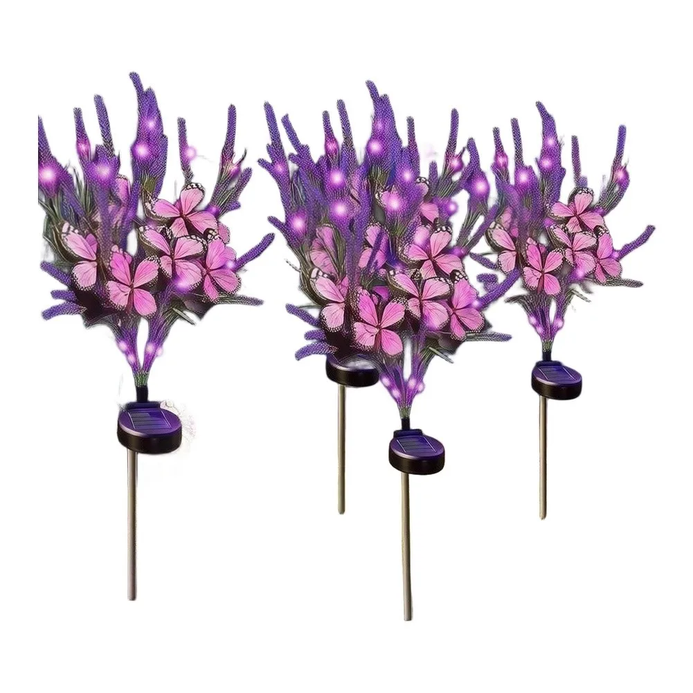 65cm Purple for Solar Lavender Butterfly Lights Plastic Rainproof Outdoor Decor for Patio Balcony Lawn Flower Beds