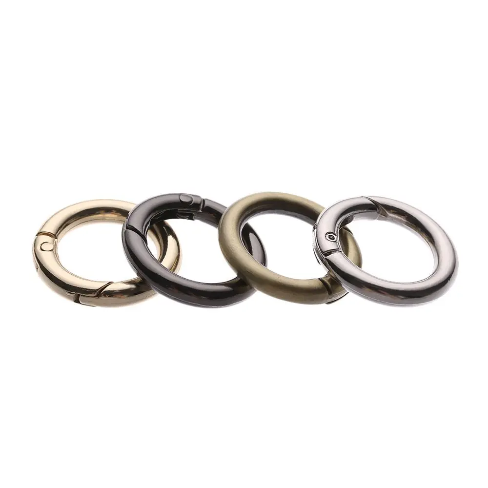 gold silver Round Push Trigger Plated Gate Carabiner Purses Handbags Spring O-Ring Buckles Snap Clasp Clip Bag Belt Buckle