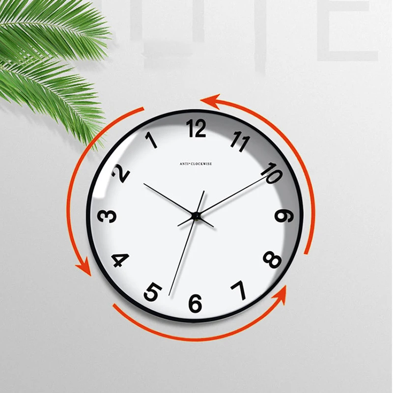 Reverse Clock Creative Time Back Art Decorative Round Wall Clock Modern Design Living Room Decoration Clock Wall Home Decoration