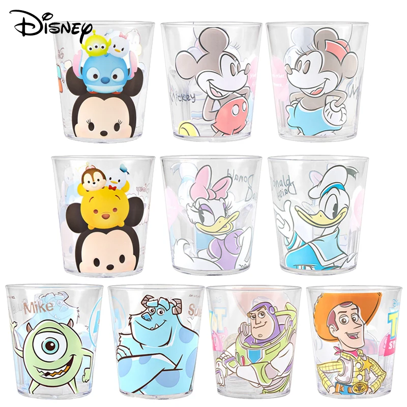 Disney Kids Cups Minnie Mickey Mouse Cup Mermaid Princess Transparent Plastic Cups McQueen Cute Cartoon Toothbrushing Cup