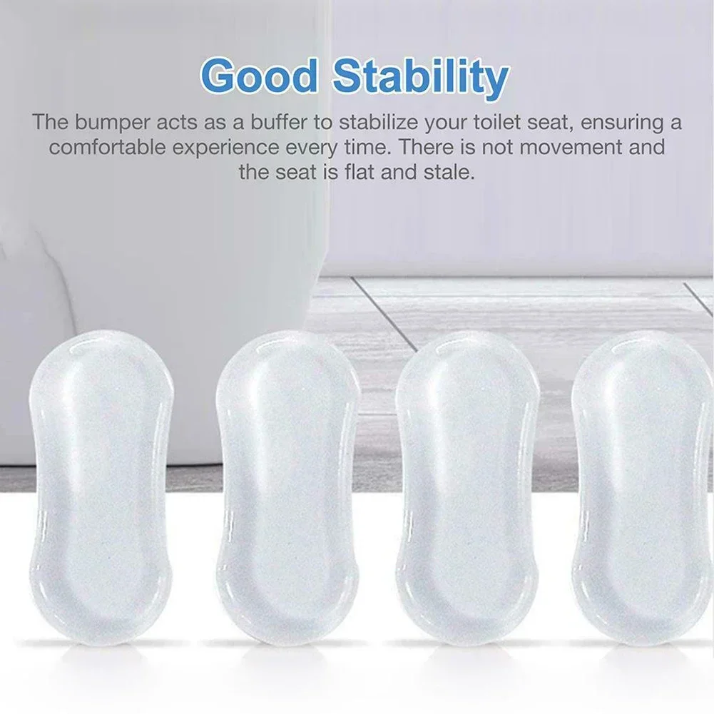 4pcs Universal Toilet Seat Bumper Shockproof Toilet Seat Lid Pads Bathroom Replacement Parts Silicone Strong Adhesive Protective