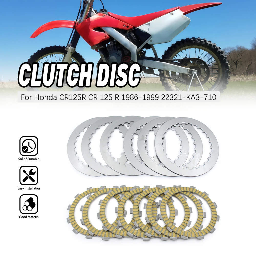 Clutch Friction Disc Plates High Quality For Honda CR125R 1986 1987 1988 1989 1990 1991 - 1999 OEM:22321-KA3-710, 22201-KS6-700