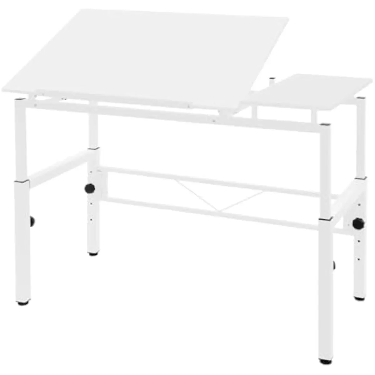 White Floorstanding Drafting Desk with Adjustable Height 30.31-39.37 in and Tilt Function 0-30°, Rectangular Engineered Wood Top