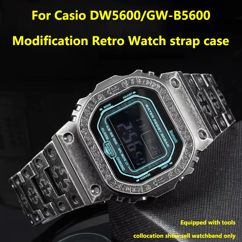 

Модификация DIY DW-5600, ремешок для часов в стиле ретро, чехол для Casio G-SHOCK DW5600/GW-B5600, металлический ремешок для часов из нержавеющей стали, аксессуары