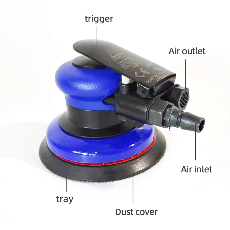 Ponceuse orbitale pneumatique, meuleuse à air, 5 pouces, 125mm, excentrique sous vide, polissage, rectifieuse, outils pneumatiques