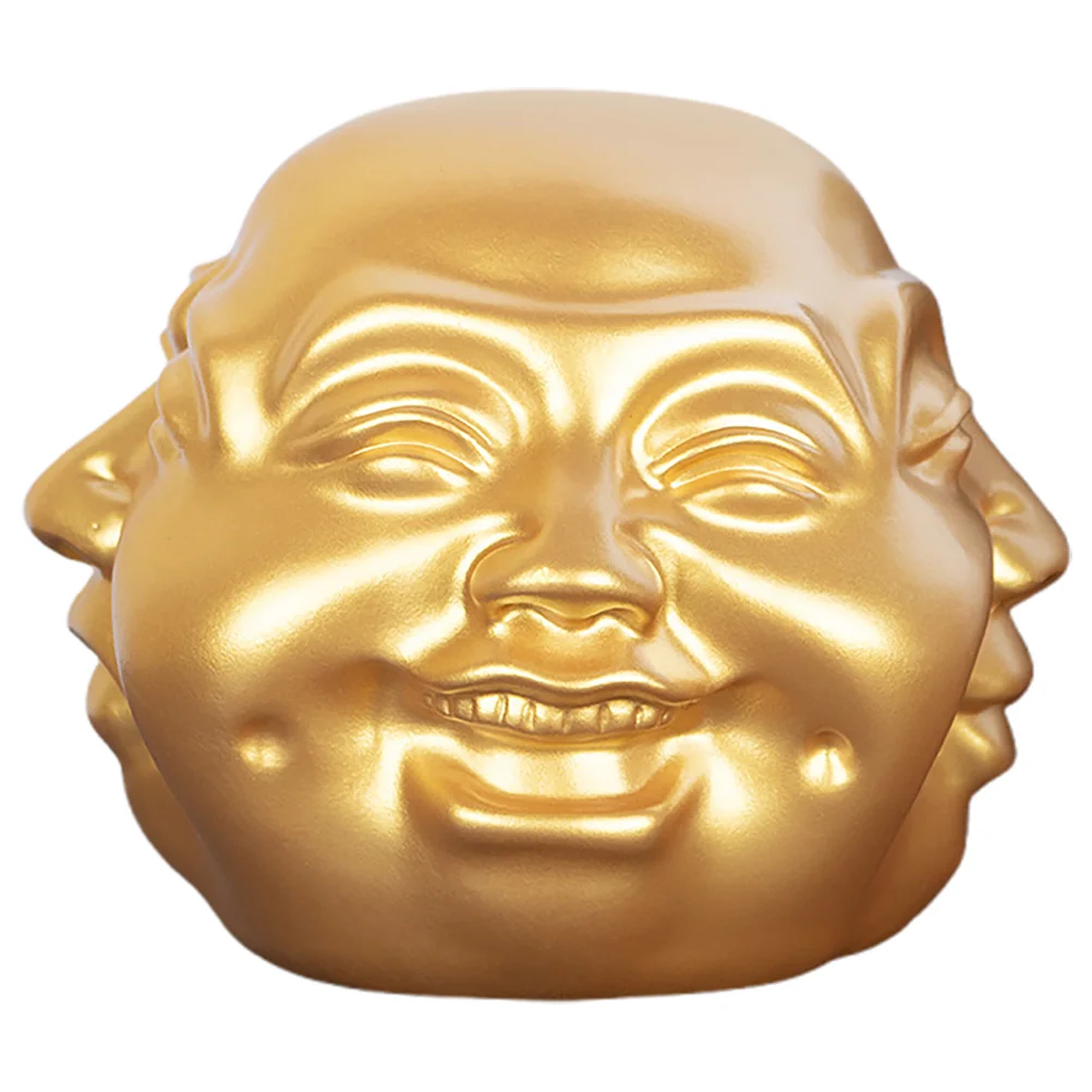 

Four Faces Buddha Head Decor Resin Crafted Joy Anger Sorrow Happiness Desktop Ornament for Home Office Shelf Living Room