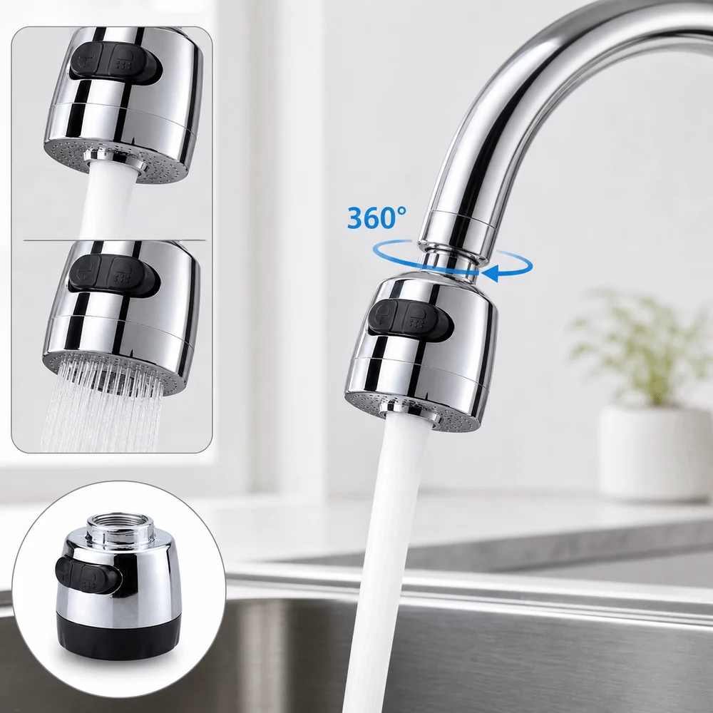 New ABS Faucet Aerator Water Saving Rotating Tap Aerator Swivel Adjustable Water Direction Faucet Extender Kitchen Sink