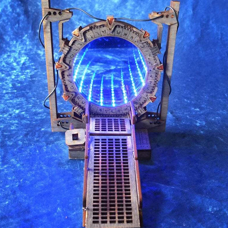 Stargate Bookends Ornaments Table Lamps Gifts LED Lighted Portal Bookends Two-Way Galaxy Door Creative Decor