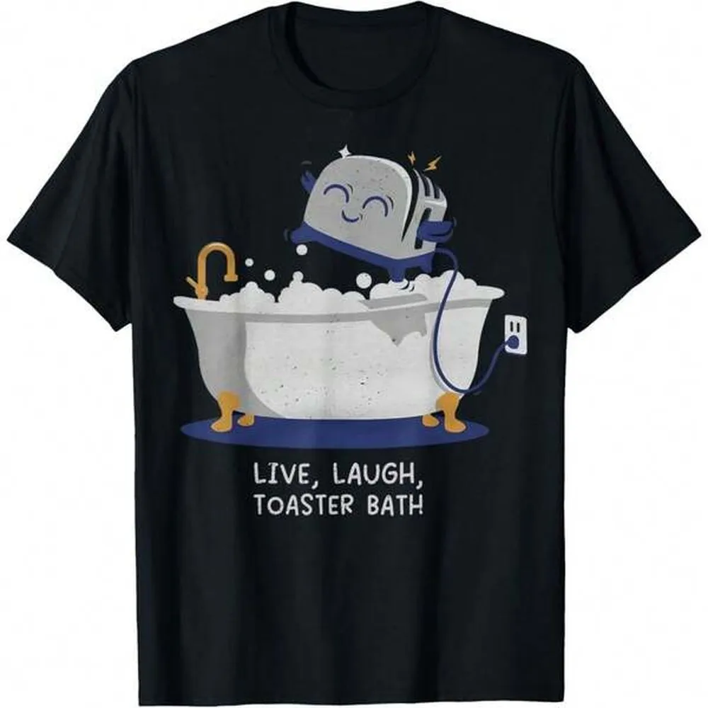 180GSM Pure Cotton Printed T Shirt Live Laugh Toaster Dark Humor Graphic Soft Knit Machine Washable Edgy Casual Top