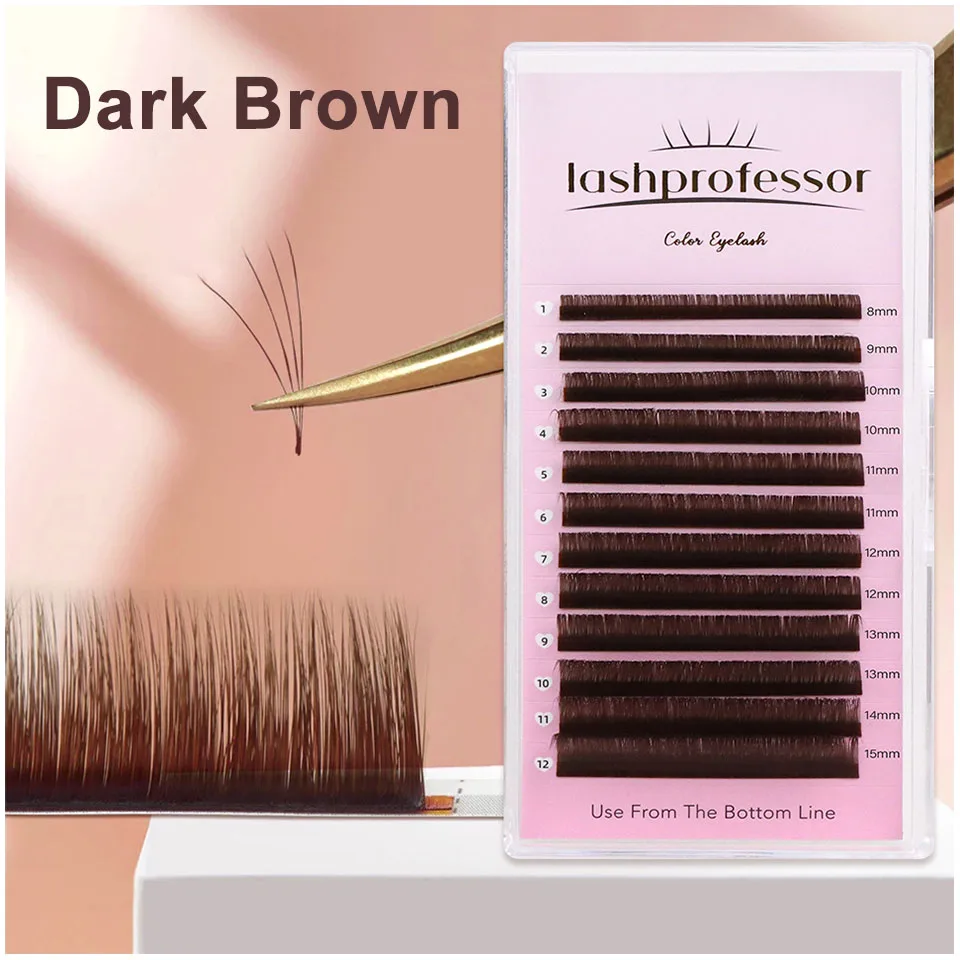 Colored Eyelashes Extension Individual Natural False Eyelashes Light/Medium/Dark Brown Color Eyelash Extension Makeup Faux Mink