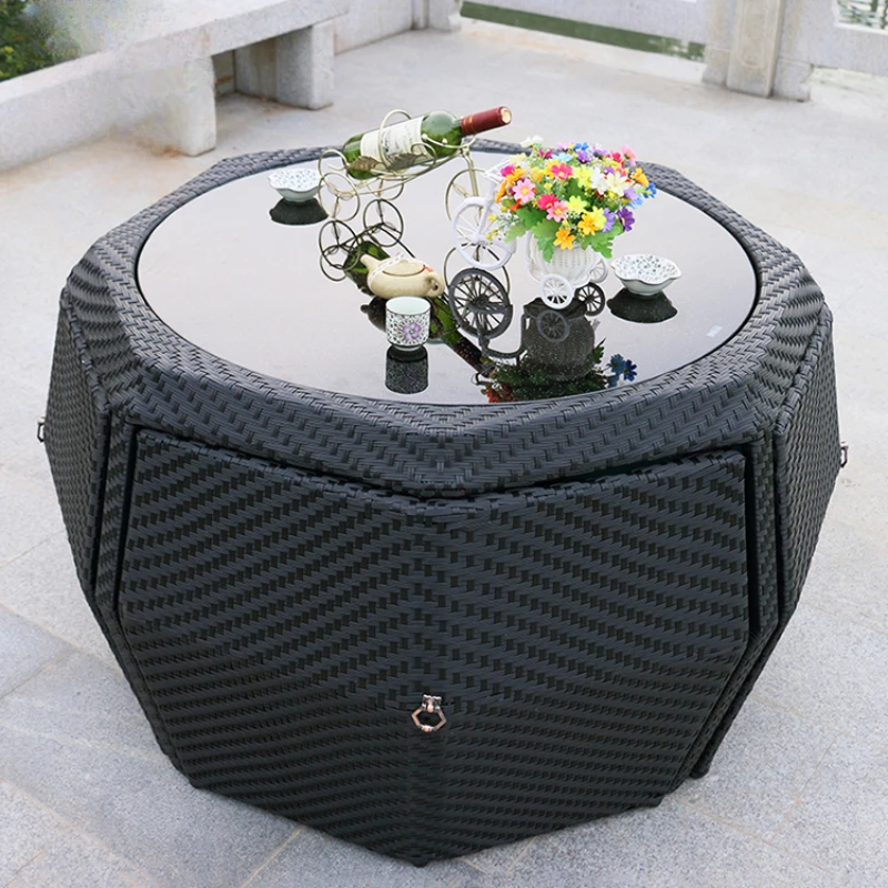 Outdoor Table and Chair Leisure PE Rattan Combination Villa Courtyard Garden Guest House Creative Garden Furniture Sets WKGF