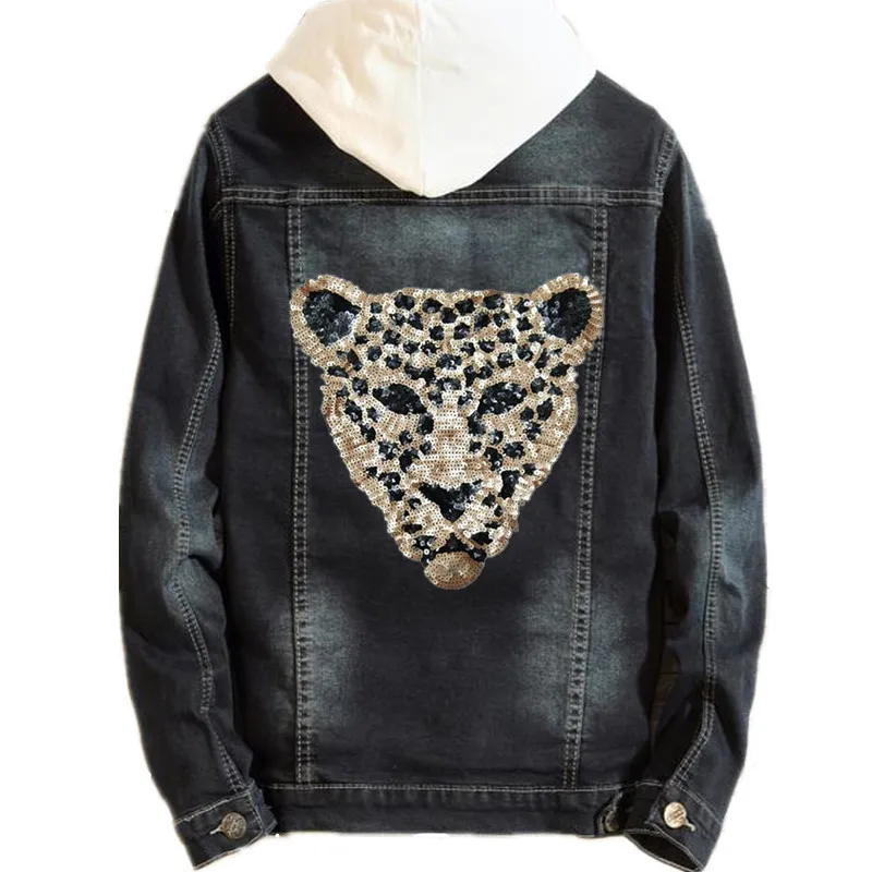 Lettere animali paillettes testa di leopardo può essere cucita su toppe per abbigliamento decorativo per zaino cappello e altro decorativo per cucire