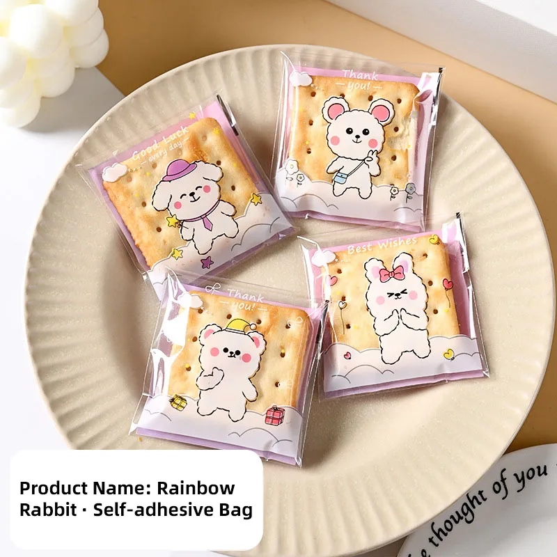 100Pcs/lot Cartoon Nougat Sugar Bags Plastic Machine Hot Sealed Bag Chocolates Cookies Wrapping Bag DIY Handmade Baking Supplies