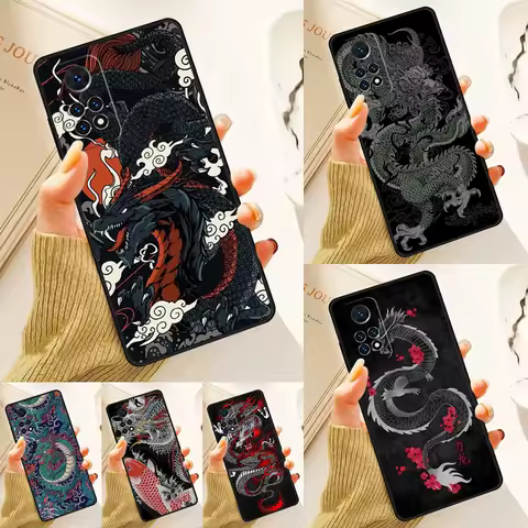 Japanese Dragon Art Case For Samsung Galaxy S24 Plus S23 S20 S21FE Lite S22 Ultra Note 20 S8 S9 S10 Phone Coque