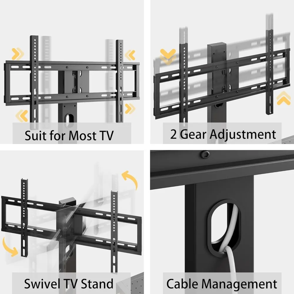 Suporte de TV de 79 polegadas para TVs de até 85 polegadas com suporte e tomada de energia, console de TV de 3 camadas com prateleira de armazenamento, centro de entretenimento