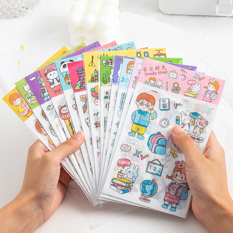 4 Sheets/Set Hand Account Washi Paper Stickers DIY Photo Album Notebook Diary Decoration for Kids Kawaii Scrapbooking Gift