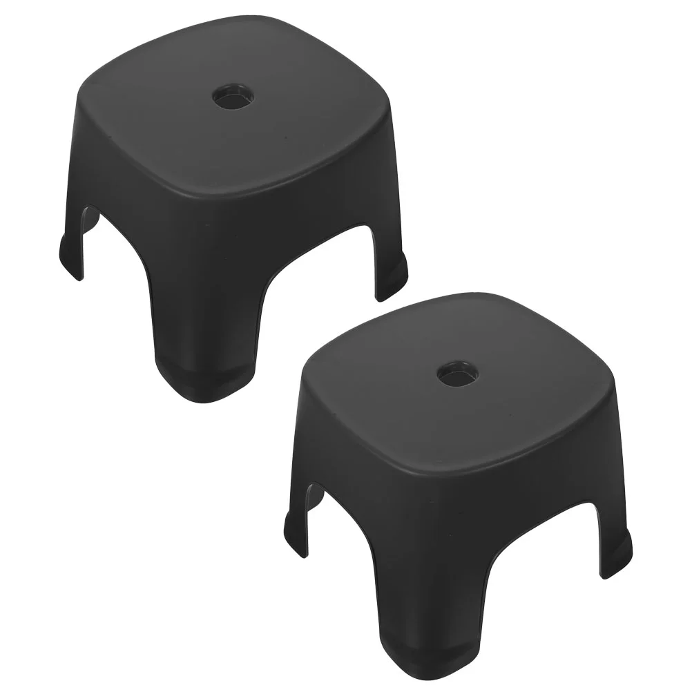 2 Pcs Potty Poop Stool Low Collapsible Step Stepping Foot Black Pvc Toddler for Bathroom Child