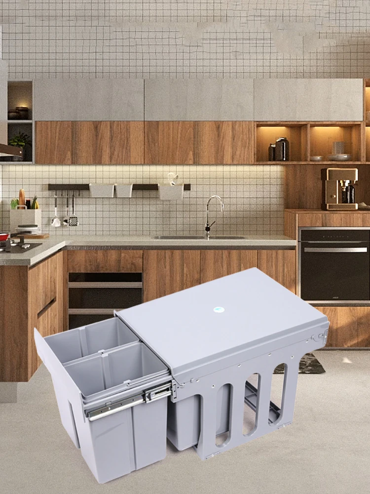 

Kitchen Hidden Storage 400 Series Cabinet with 15L x 2 Pull-Out Sorting Trash Bins (Dual or Triple Bin Plastic)