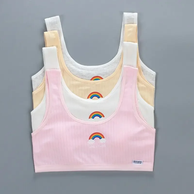 

Girls Bbras Puberty Girls Vests Double-layer Vest Underwear Cotton Sling Sports Breathable Children 8-16 Girls Training Bra