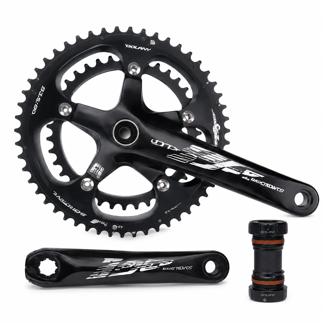 BOLANY Road Bike Double Crankset 53/39T 170mm Aluminum Alloy Chainring Crank Set with Bottom Bracket for Bicycle