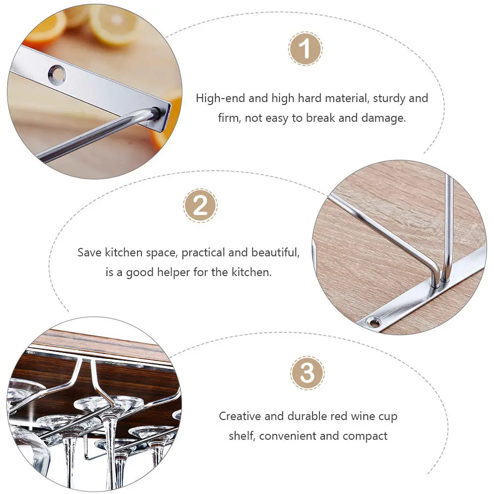 

Sturdy Stainless Steel Red Wine Cup Holder Creative Hanging Goblet Rack Space Saving Kitchen Organizer Wine Cup Holder