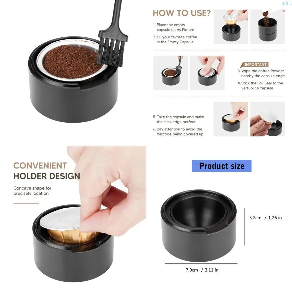 A2UE Coffee Pods Filler Plastic Texture Refilling Device for Coffee Machines with Lid