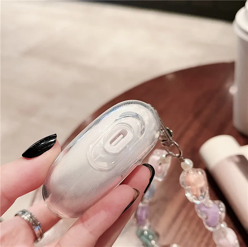 Ins Coréen Étui pour Huawei Freebuds Pro 4 4E 4i Transparent Housse de Casque avec Amour Bracelet pour Huawei Freebuds 3