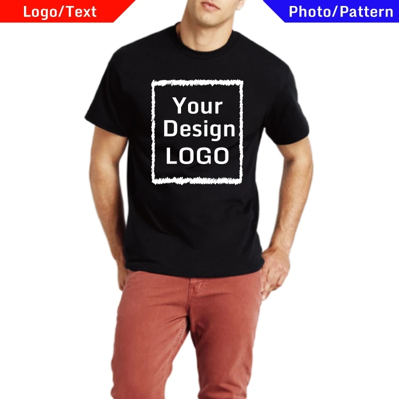 Custom T Shirt Men Personalized Add Your Image Text Photo 100% Cotton T-Shirt Print Women Original Design Gifts Tshirt