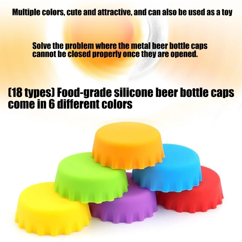 Safe Elastic Beer Cap Beer Stoppers 18 Count Various Colors Prevent Oxidation And Spills