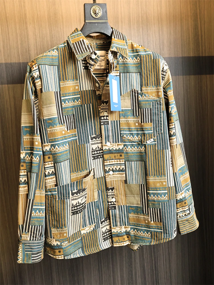 

Fashionable American Style Long Sleeve Collared Men's Shirt Retro Hunting Clothes Standard Fit Cotton Breathable Autumn Wear