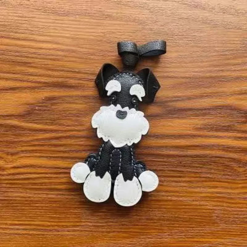 

Кожаный брелок для ключей «Шнауцер», подвеска для мобильного телефона, сумка, брелок для шнауцера, козья кожа