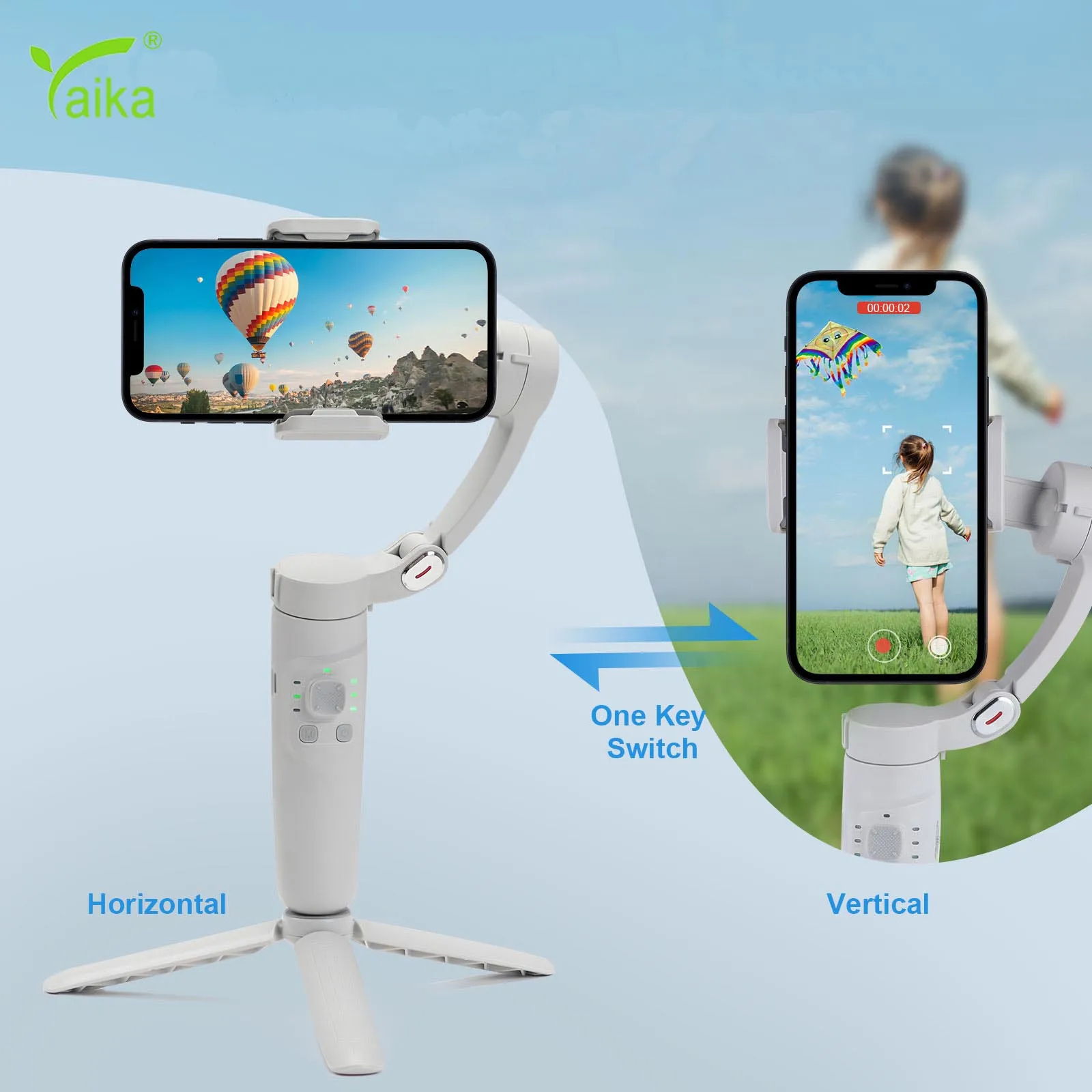 

Yaika Mobile Gimbal 360 Rotation Stabilizer Handheld Selfie Tripod Anti Shake Video Record For Smartphone Android Shooting