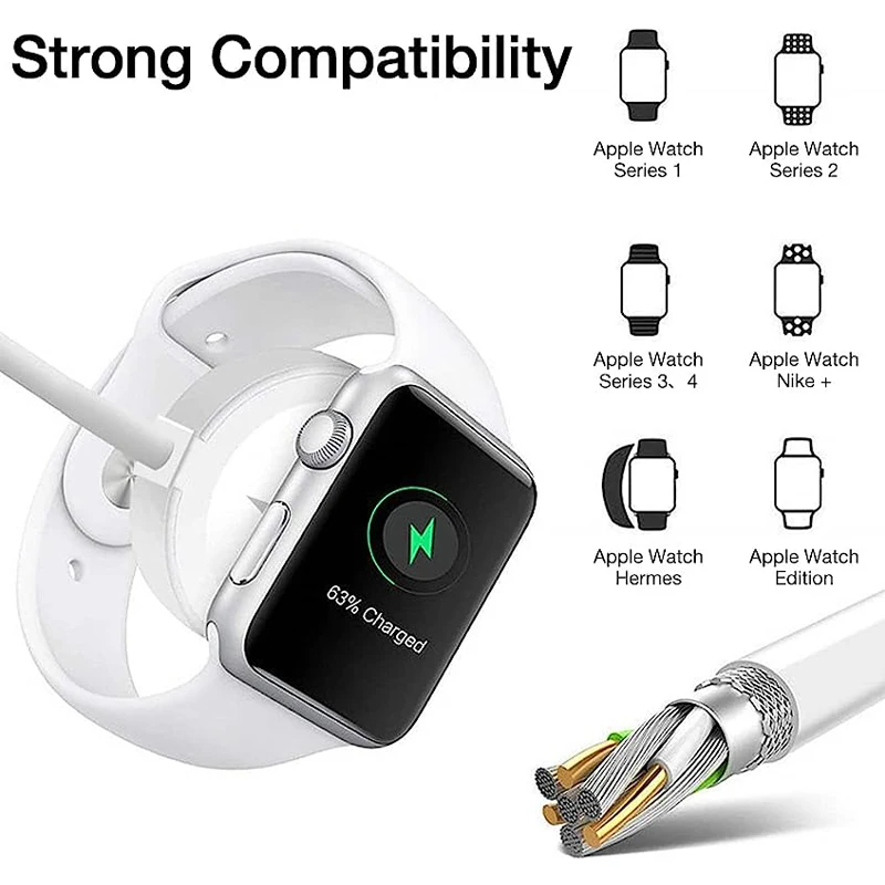 شاحن لاسلكي مغناطيسي سريع لساعة أبل ، شحن USB ، كابل بيانات ، 8 الترا ، 7 ، 6 ، SE ، 5 ، 4 ، 3 ، 14 ، 13 ، 12 ، 11 ، 15 Pro Max