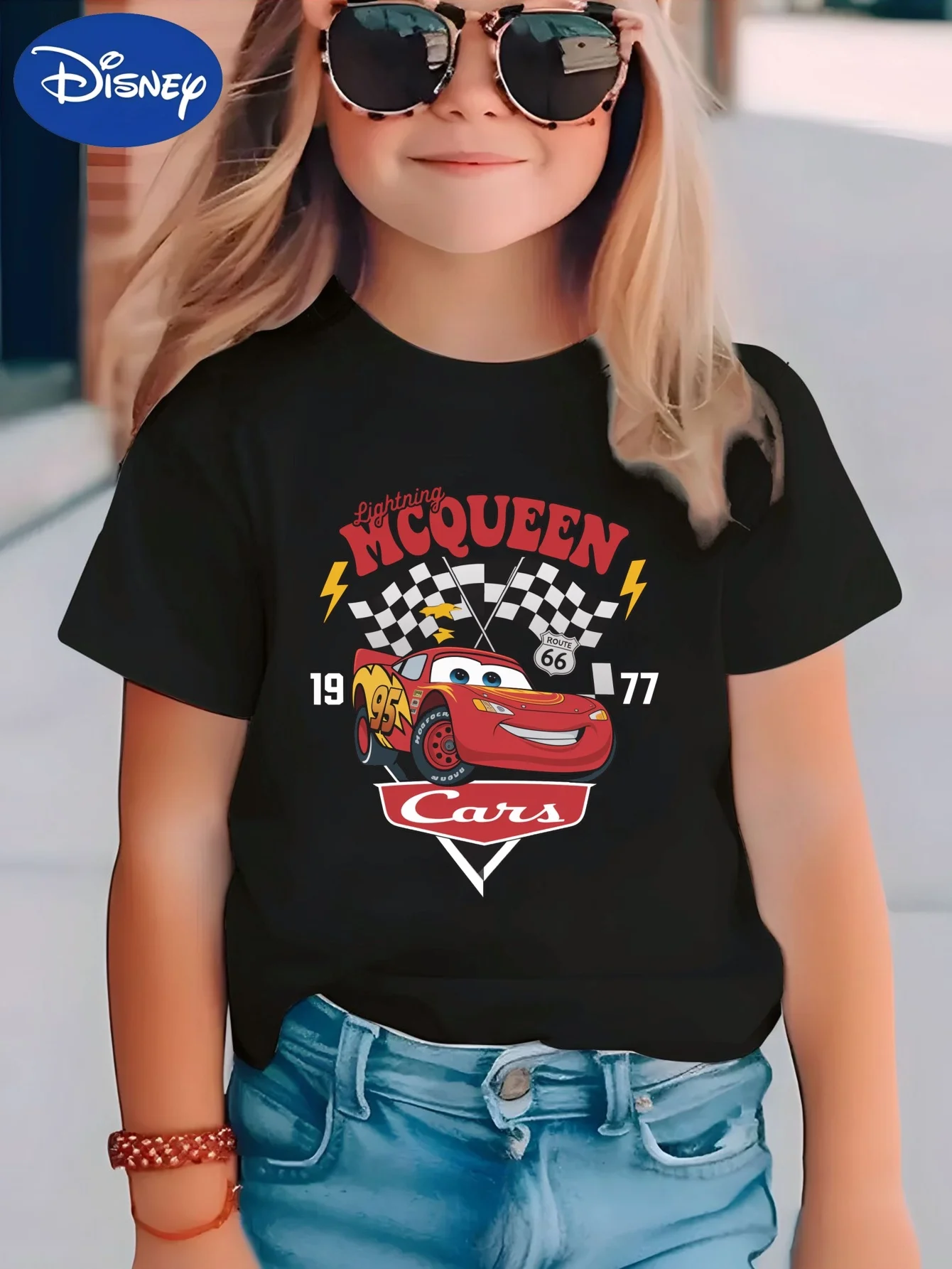 

2025 New Disney Pattern Printed Children's Street Fashion Trend Short Sleeve Pure Cotton Round Neck T-shirt