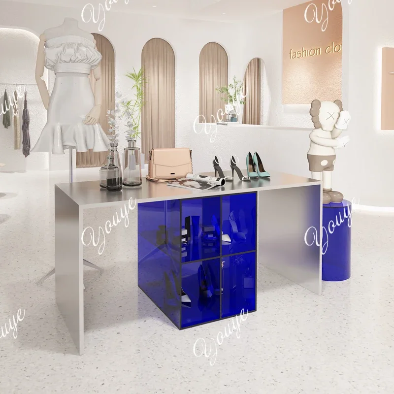 

J Clothing Assembly Table, Stainless Steel Acrylic Display Table, Shoe Placement, Bag Display, Prop Display Stand