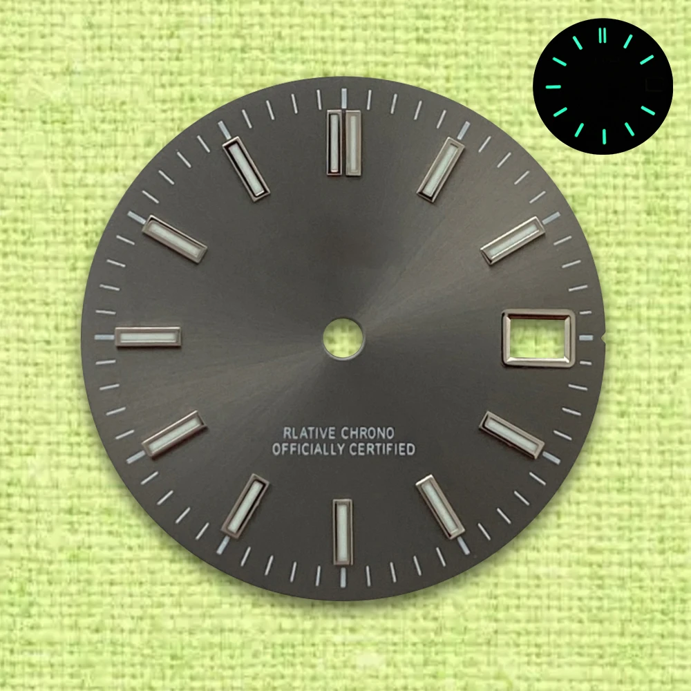 Montre à mouvement automatique japonaise Sunaged, cadran avec logo S, bleu, gris, vert, Shoous, adapté pour NH35, NH36, 4R, 7S, 28.5mm