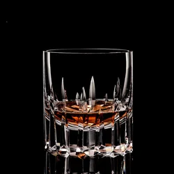 Modern Style Vast Sky Whisky Rock Glass Manual Cut Crystal Sword Pattern Old Fashioned Brandy Tumbler Whiskey XO Snifter Liquor