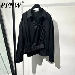 PFNW Autumn Men's Shirts Irregular Loose Solid Color Long Sleeve Tops Tide High Quality Cotton Soft Outdoor Motorcycle 21Z1195