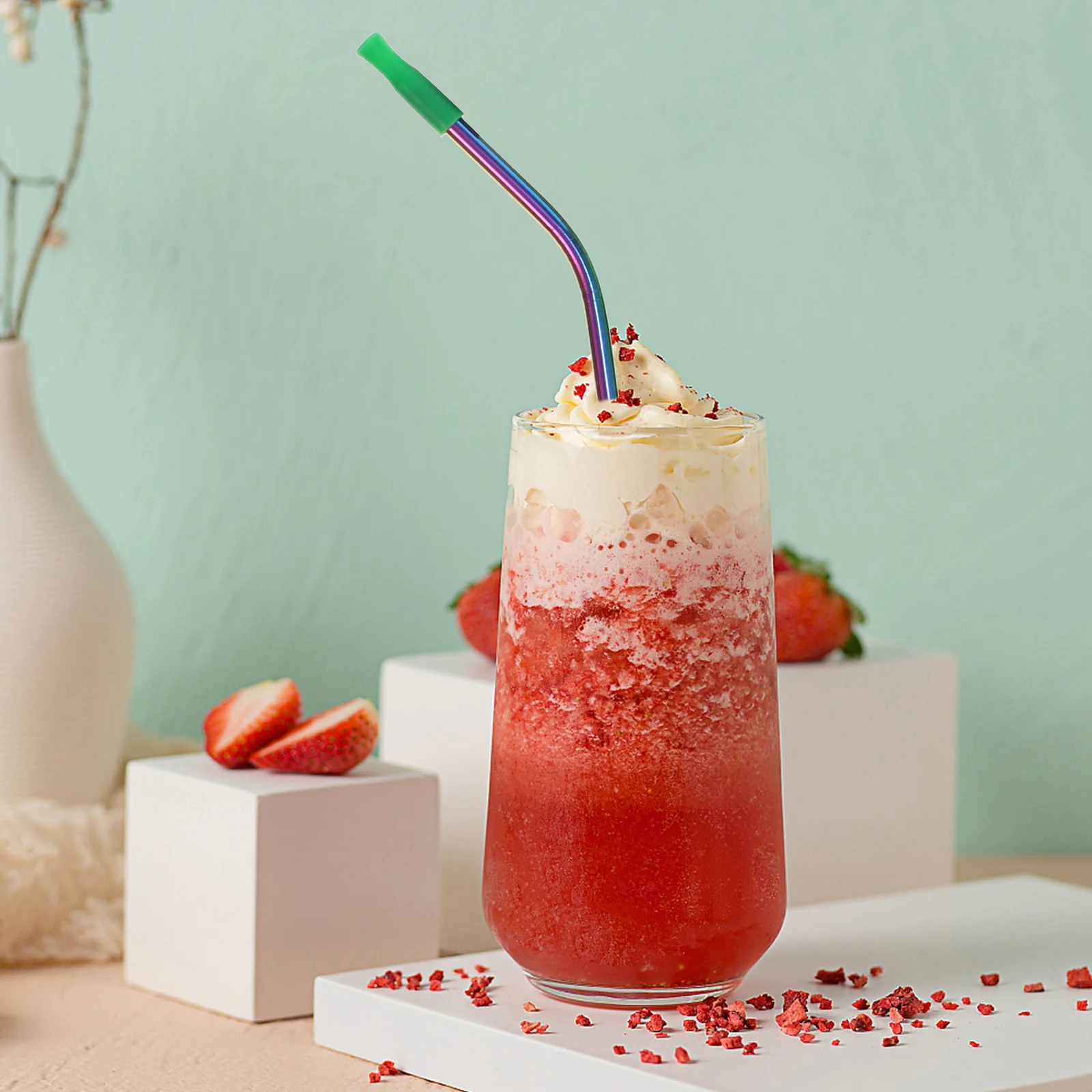 

16Pcs Straw Set Stainless Steel Reusable Drinking Straws with Silicone Tips Smooth Food Grade Metal Straws for Hot Cold