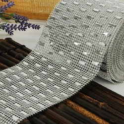 10yard 6row Rectangle Beads Spots Bendable Mesh Wrap Roll Chain Trim For Wedding Party Sewing Apparel Bag Shoes Cap Decoration