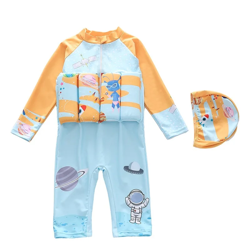 Cartoon Dinosaur Kids One Piece Bathing Suit Flotage Children Swimwear Boys Swimsuit Surfing Suit Buoyancy Swimsuit