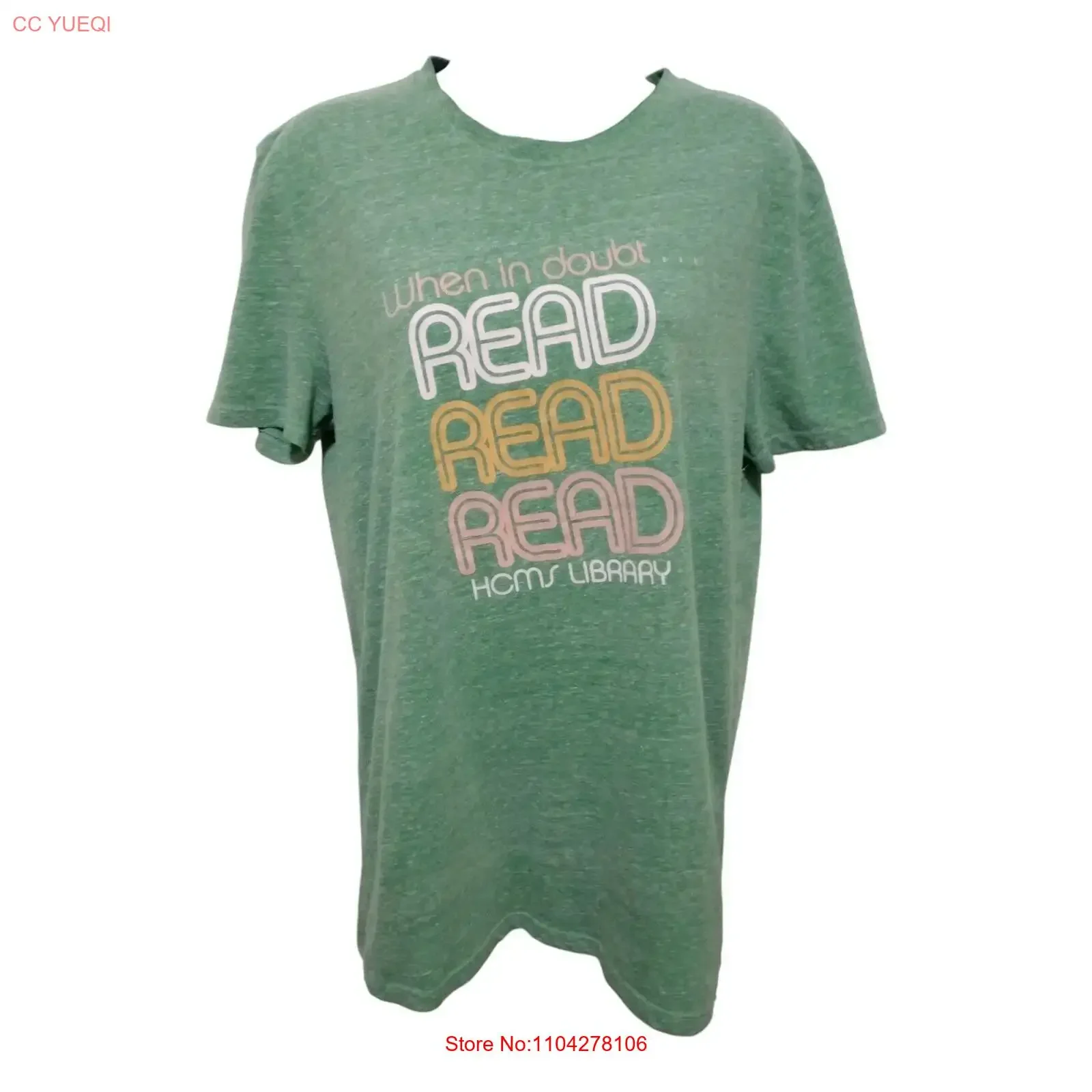 Vtg Retro T Shirt Read Bookworm Green  Jersey Knit vintage Washed Stretched homme Unisex streetwear fashion