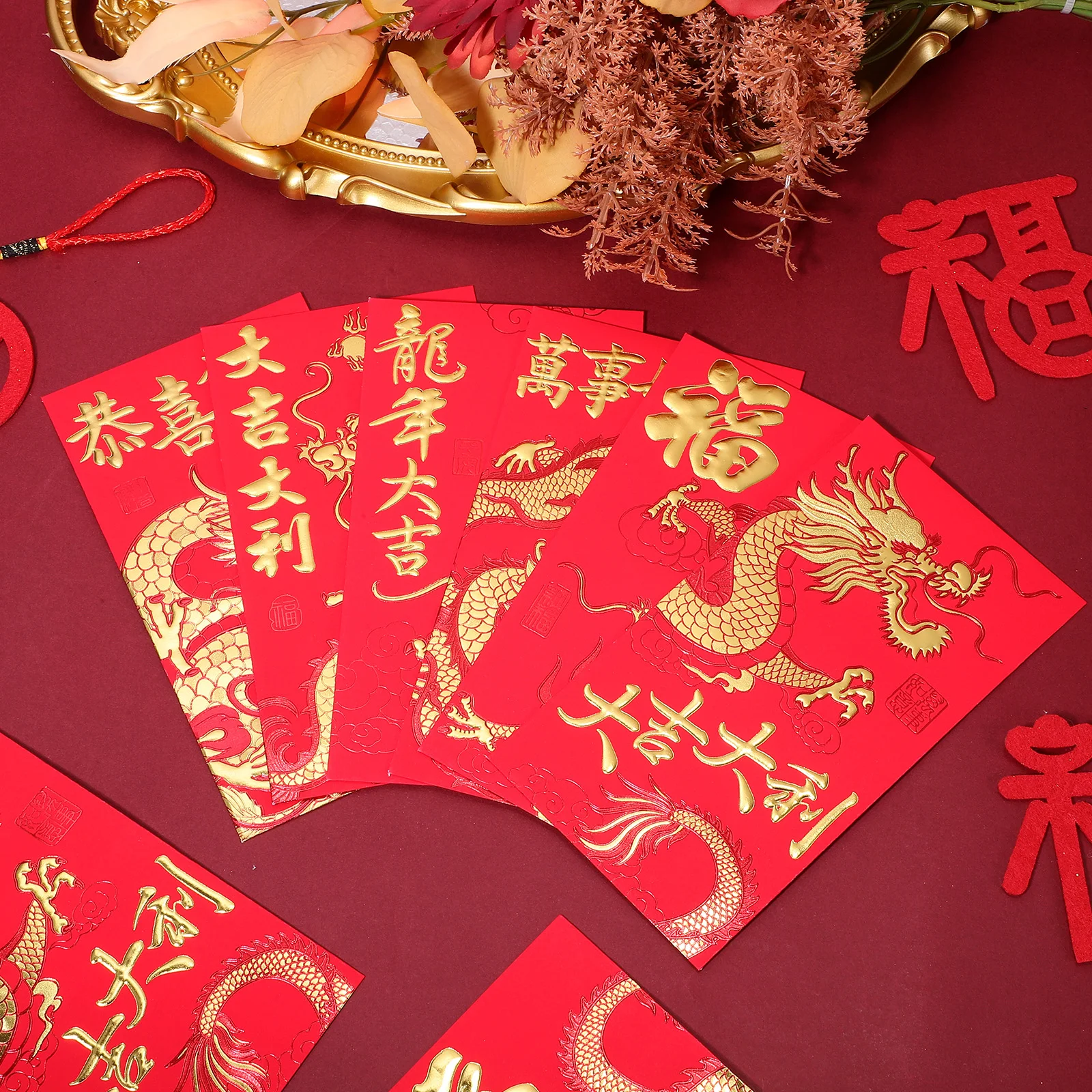 

36 Pcs Stamping Zodiac Red Envelope Colored Envelopes New Year Paper Packet Lunar