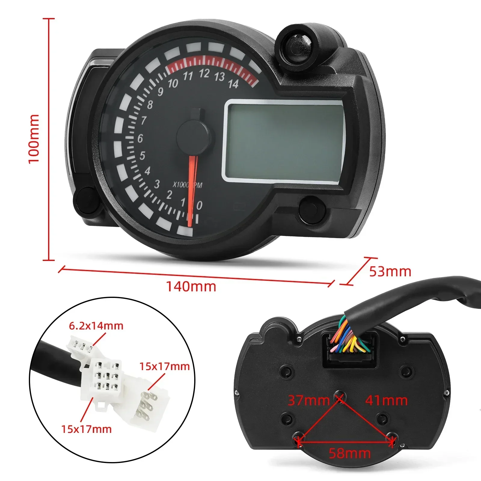 Motorcycle Meter 7colors Backlight Digital Speedometer Tachometer 10000rpm Moto Dashboard with Turbo Sensor Bracket for Kawasaki image 6