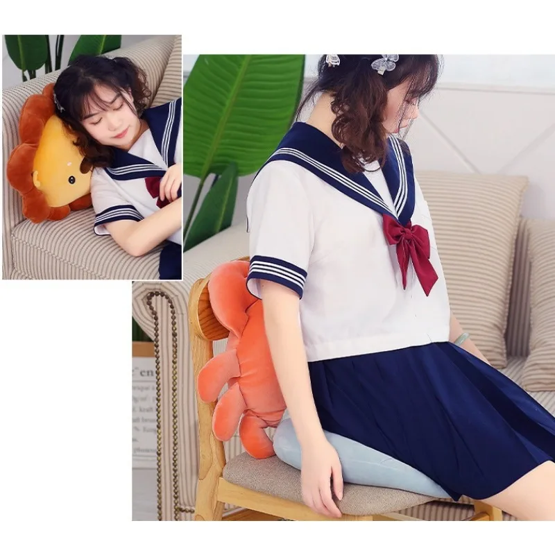 Cojín creativo de felpa con forma de cangrejo, ganso, León, ballena, muñeca de dibujos animados, sofá cama de oficina, almohada para dormir, cojín de regalo de cumpleaños para niños y amigos