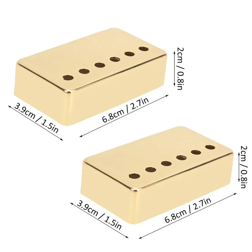 2 قطعة غطاء لاقط الجيتار النحاسي ​ 50 مم/52 مم ​ تباعد القطب ​ يغطي لاقط هامبوكر ​ أسود/ذهبي/فضي ​ يغطي لاقط جسر الرقبة