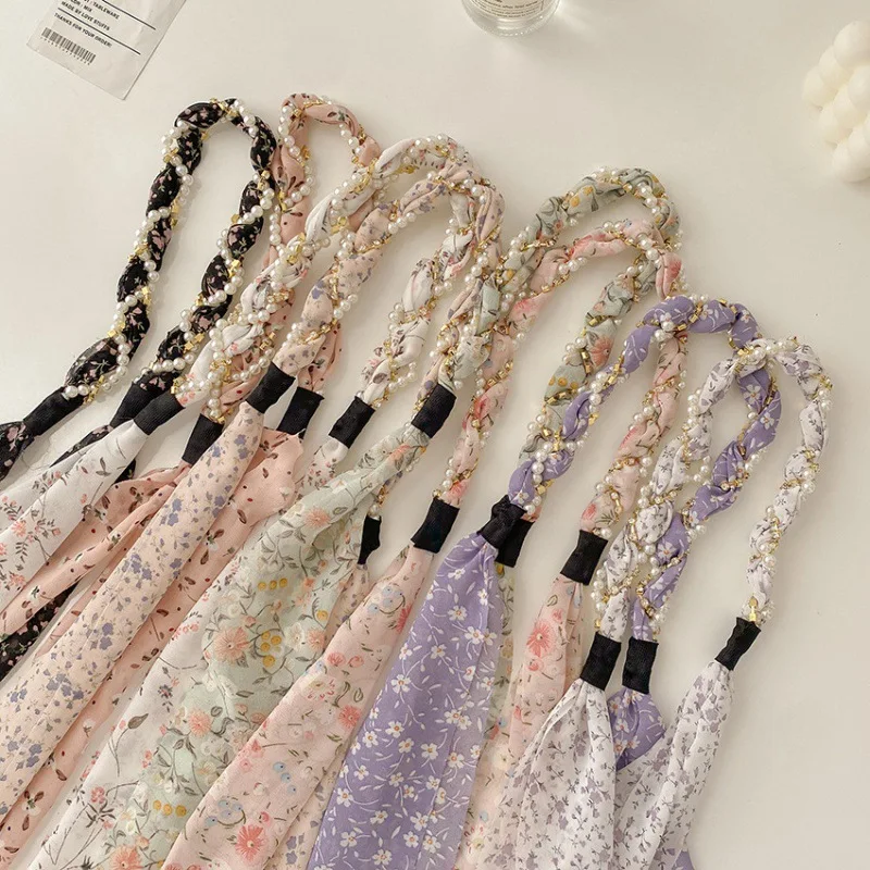 

Holiday leisure pearl floral streamer silk yarn long streamer braided hair dual-purpose hairpin