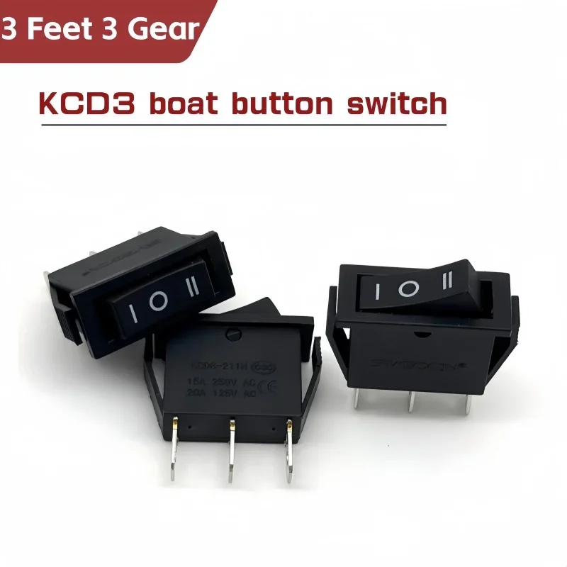 KCD3  Rocker Switch 15A /20A 125V/250V ON-OFF-ON 3 Position 3 Pin Electrical equipment Power switch black